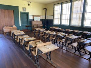 Photo of historic classroom at Allensworth State Historic Park